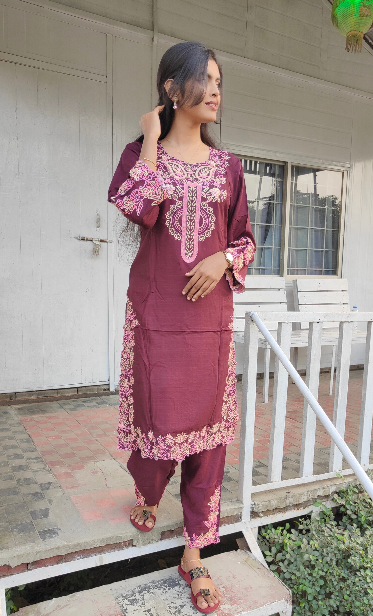 Muslin Cotton Embroidery (cord set)